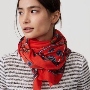 LOFT Primavera Orange Floral Square Scarf